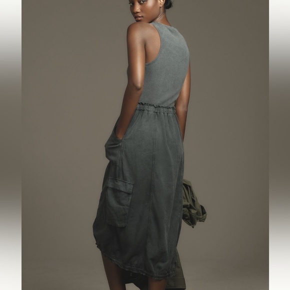 Daily Practice by Anthropologie Be Bold Racerback Twofer Dress in “Washed Black” - Picture 6 of 15